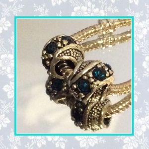 🌸NEW 2PC TEAL & SILVER BLING BEADS DIY WIDE WHOLE